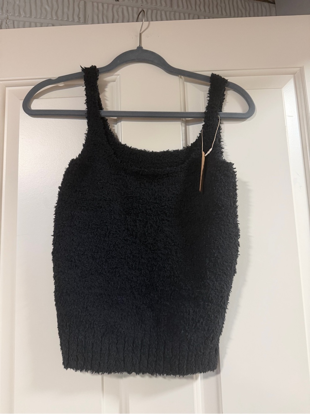 Skims Black Cozy Knit Tank Top | Soft Fuzzy Texture | Women’s S/M | Nwt